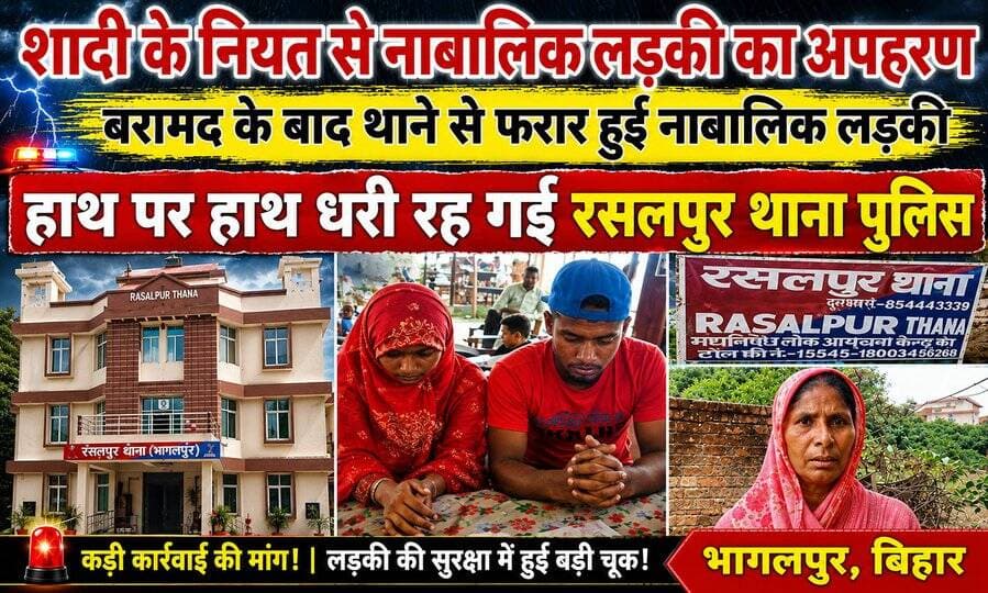 शादी के नियत से नाबालिक लड़की का अपहरण बरामद के बाद थाने से फरार हुई नाबालिक लड़की हाथ पर हाथ धरी रह गई रसलपुर थाना पुलिस #NewsUpdate #BhagalpurNews #bhagalpur #BhagalpurPolice #seatbelt #BreakingNews #viralnews #jio