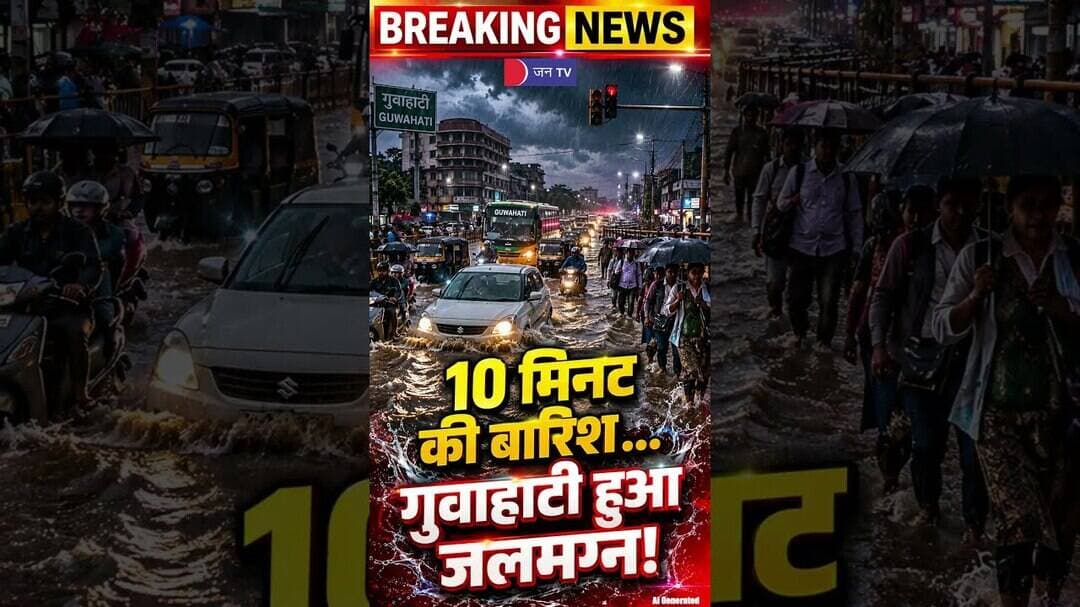 ट्रैफिक ठप, सड़कें दरिया बनीं! गुवाहाटी में जलप्रलय देख सहमे लोग #waterlogging #guwahati #rain