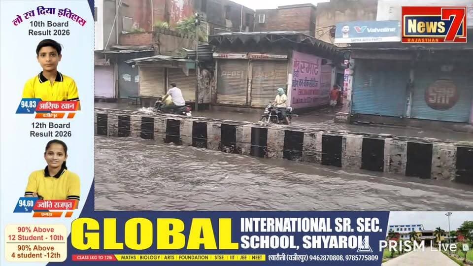 #live गंगापुर सिटी में हुई झमाझम बारिश, सड़के बनी दरिया #news7rajasthan #Gangapurcity #barish #News7 #news #rajasthan #SawaiMadhopur