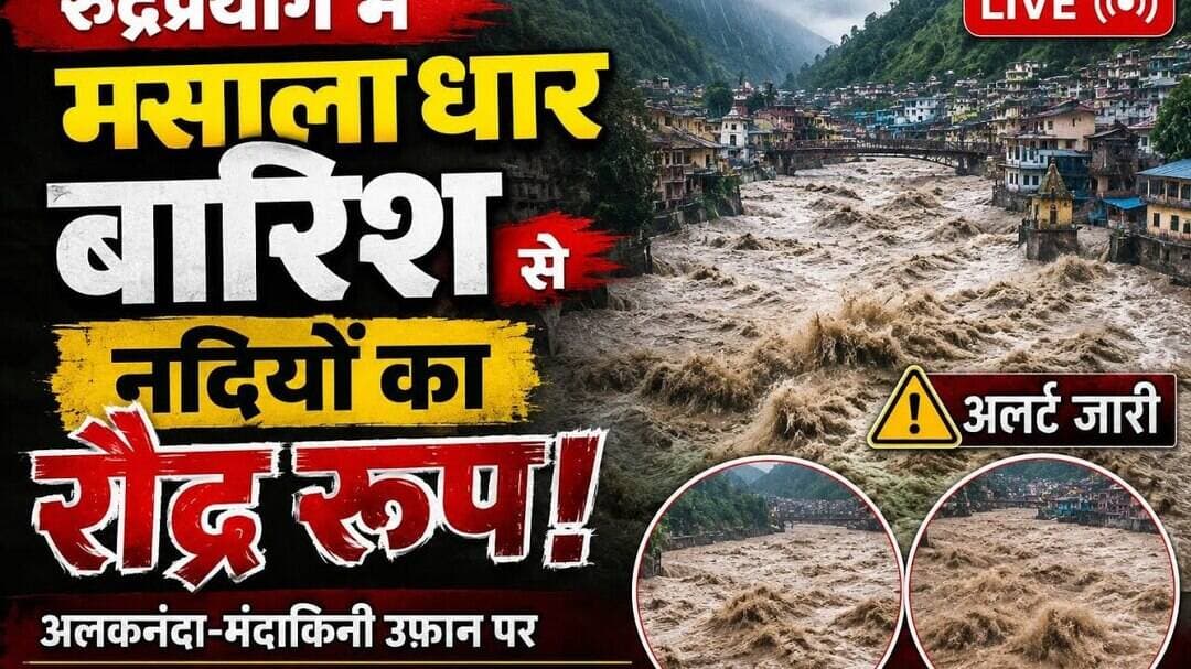लगातार मूसलाधार बारिश से जनजीवन अस्त व्यस्त, देखिए रुद्रप्रयाग के ताजा हालात