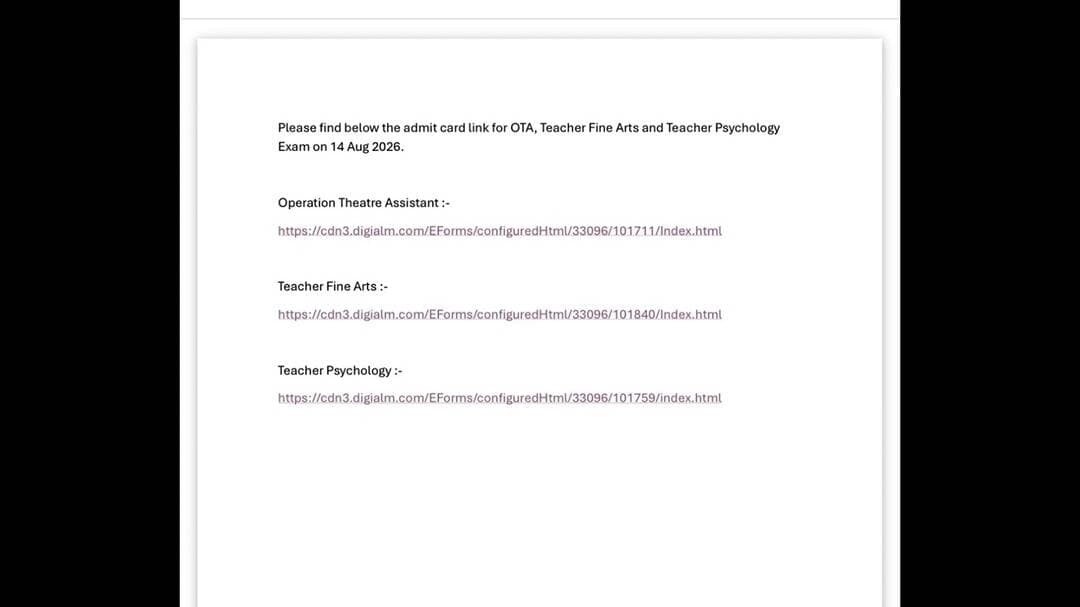 Fine art | Psychology Teachers Admit card | 14 August Exams 2026 #hprcaexam