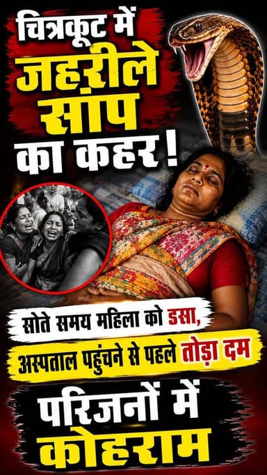 चित्रकूट में जहरीले सांप का कहर: सोते समय महिला को डसा, अस्पताल पहुंचने से पहले तोड़ा दम; परिजनों में कोहराम
#trending #dainiknewssach