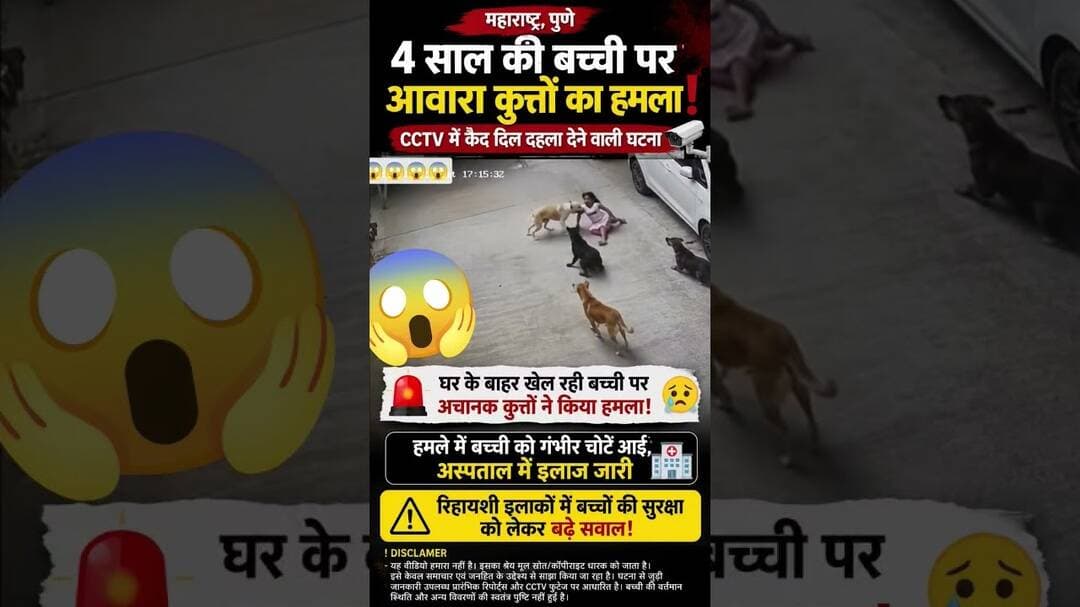पुणे में 4 साल की बच्ची पर आवारा कुत्तों का हमला! 😨 CCTV में कैद #shorts #dog #breakingnews #pune