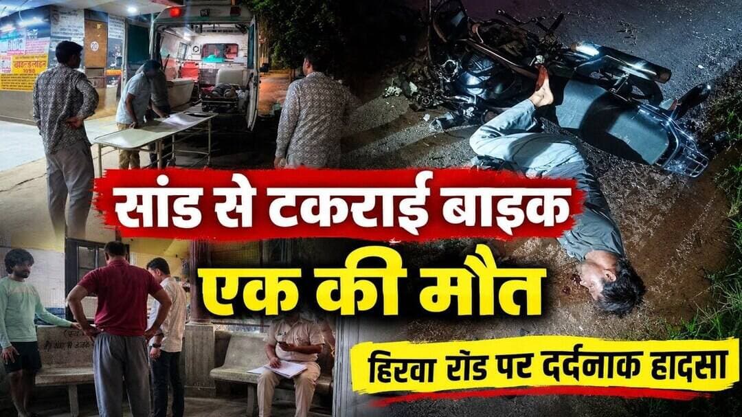 चिड़ावा क्षेत्र में हिरवा रोड पर सांड से टकराई बाइक, हादसे में बाइक सवार की मौत #Chirawa #accident