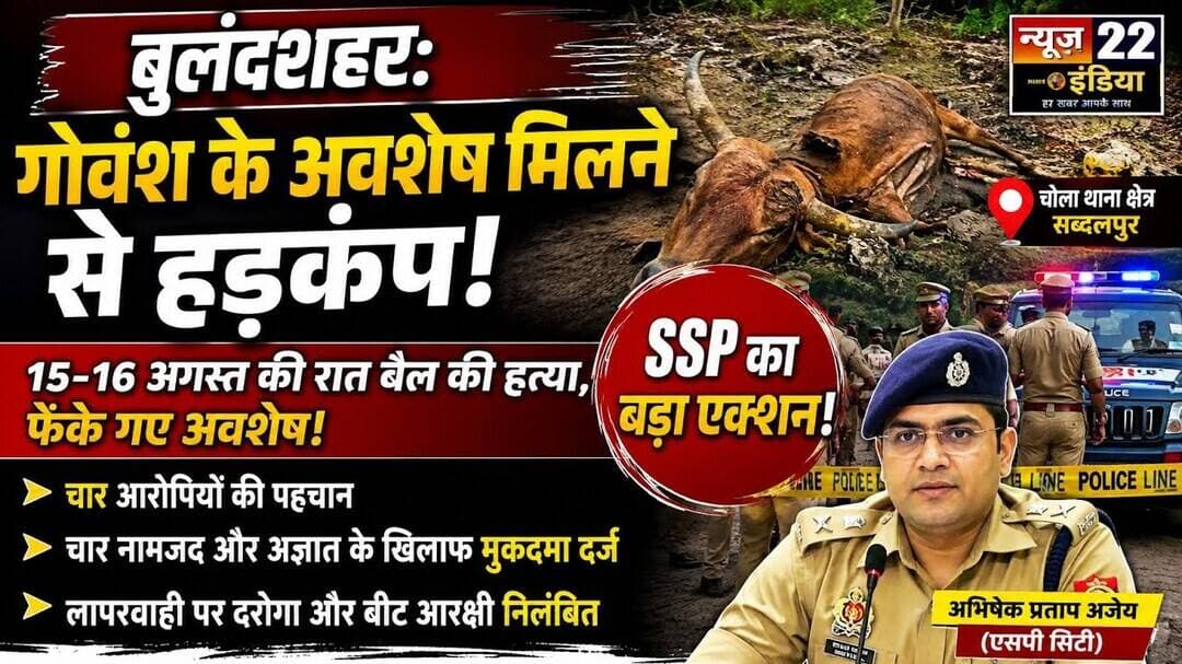 #बुलंदशहर: #चोला_थाना_क्षेत्र के #सबदलपुर में #गोवंश के #अवशेष_मिलने से #हड़कंप