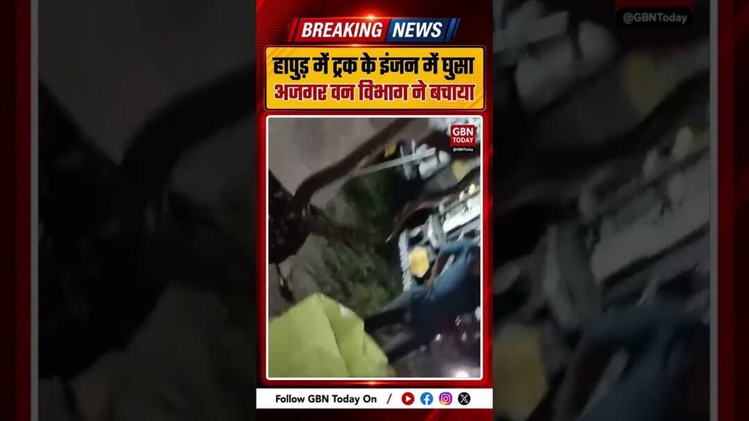 हापुड़ में ट्रक इंजन में घुसा अजगर, वन विभाग ने किया रेस्क्यू #Hapur #PythonRescue #BreakingNews