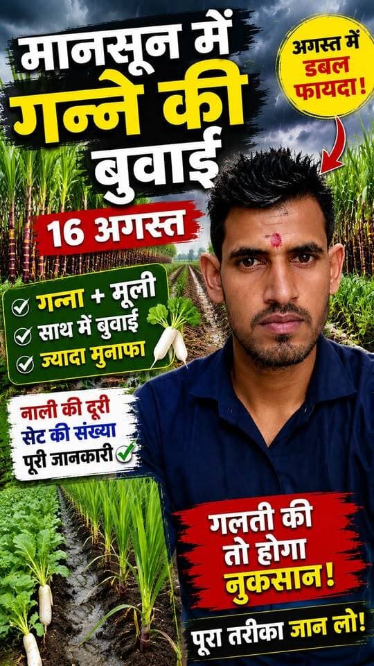 16 अगस्त में मानसून गन्ने की बुवाई 🌧️🌱 | गन्ने के साथ मूली-गाजर भी बोएं | CO-20016 की पूरी विधि
#गन्नेकीबुवाई #मानसूनगन्ना #अगस्तमेंगन्ना #CO20016 #गन्नाकिसान Navdeep Singh @top fans Harpal Singh