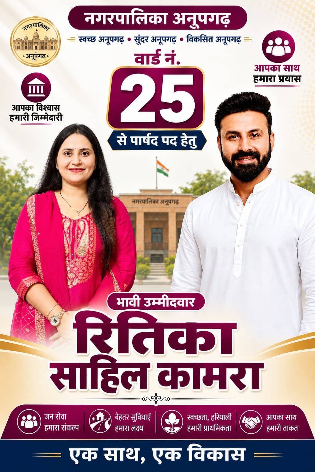 अनूपगढ़ के वार्ड नम्बर 25 में रितिका साहिल कामरा ने ठोकी ताल