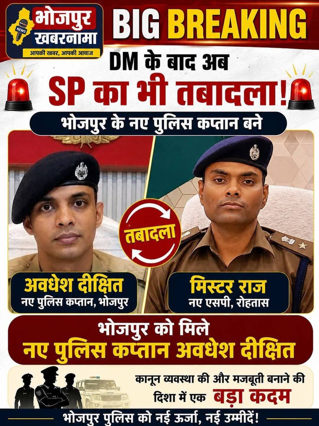 डीएम के बाद एसपी का तबादला।