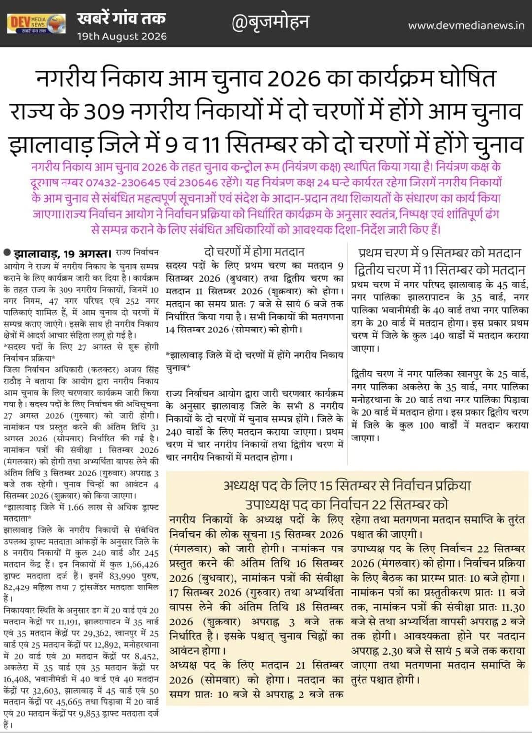 <nis:link nis:type=tag nis:id=नगरनिकायचुनाव2026 nis:value=नगरनिकायचुनाव2026 nis:enabled=true nis:link/> <nis:link nis:type=tag nis:id=rajasthannews nis:value=RajasthanNews nis:enabled=true nis:link/> <nis:link nis:type=tag nis:id=latestnews nis:value=LatestNews nis:enabled=true nis:link/> <nis:link nis:type=tag nis:id=jhalawarnews nis:value=JhalawarNews nis:enabled=true nis:link/> <nis:link nis:type=tag nis:id=devmedianews nis:value=DevMediaNews nis:enabled=true nis:link/> <nis:link nis:type=tag nis:id=nagarpalika nis:value=NagarPalika nis:enabled=true nis:link/> <nis:link nis:type=tag nis:id=खबरेंगांवतक nis:value=खबरेंगांवतक nis:enabled=true nis:link/>