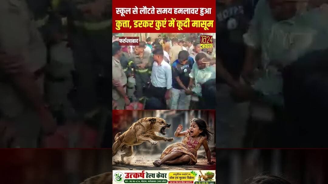 फर्रुखाबाद में स्कूल से लौटते समय हमलावर हुआ कुत्ता, डरकर कुएं में कूदी मासूम #news #4minutenews