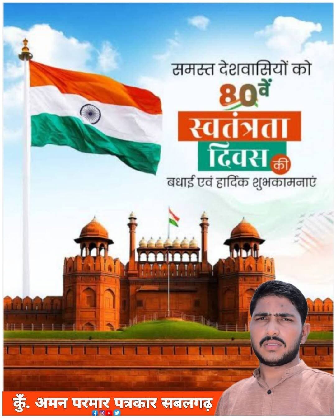 स्वतंत्रता दिवस की हार्दिक शुभकामनाएं एवं बधाई