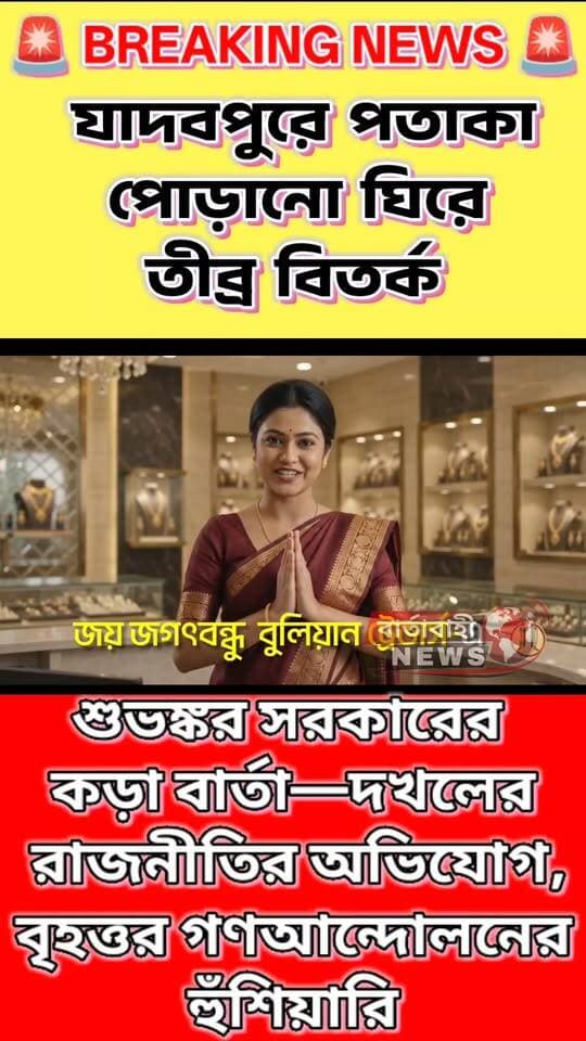 🔥 যাদবপুরে ছাত্র পরিষদের পতাকা পোড়ানো—কী বার্তা দিল বিজেপিকে ঘিরে এই বিতর্ক?
যাদবপুর বিশ্ববিদ্যালয়ে ছাত্র পরিষদ ও বিভিন্ন বাম ছাত্র সংগঠনের পতাকা পোড়ানোর অভিযোগ ঘিরে এবার সরব পশ্চিমবঙ্গ প্রদেশ কংগ্রেস।
ঠিক কী ঘটেছে?
কংগ্রেসের অভিযোগ, অ-ছাত্রদের নিয়ে বিজেপি ও তাদের ছাত্র সংগঠন বিশ্ববিদ্যালয়ে দখলের রাজনীতি করছে এবং সেই পর্বেই ছাত্র পরিষদ ও বাম ছাত্র সংগঠনগুলির পতাকা পোড়ানো হয়েছে।
এই ঘটনার তীব্র নিন্দা জানিয়ে পশ্চিমবঙ্গ প্রদেশ কংগ্রেস সভাপতি শুভঙ্কর সরকার অভিযোগ করেছেন, শিক্ষা প্রতিষ্ঠানের স্বাধীনতা ও প্রগতিশীল পরিবেশ নষ্ট করার চেষ্টা চলছে।
তাঁর আরও দাবি, শুধু যাদবপুর নয়—স্বাধীন প্রতিষ্ঠানগুলিতে জোর করে দখলের রাজনীতি বন্ধ করতে অবিলম্বে সাংবিধানিক পদক্ষেপ নেওয়া প্রয়োজন। এ বিষয়ে রাজ্যপালের কাছে আবেদন জানানো হবে বলেও জানিয়েছেন তিনি।
⚠️ আর এখানেই কংগ্রেসের কড়া বার্তা—
এমন ঘটনা চলতে থাকলে বৃহত্তর গণআন্দোলনের পথে নামার হুঁশিয়ারি দিয়েছেন শুভঙ্কর সরকার।
👉 যাদবপুরের ঘটনায় আপনার মত কী?
কমেন্টে জানান।
এই ঘটনার পরবর্তী আপডেট পেতে বার্তাবাহী নিউজ-এর সঙ্গে থাকুন।
#যাদবপুরবিশ্ববিদ্যালয় #ছাত্রপরিষদ #Congress #শুভঙ্করসরকার #BJP #JadavpurUniversity #WestBengalNews #BreakingNews #BartaBahiNews