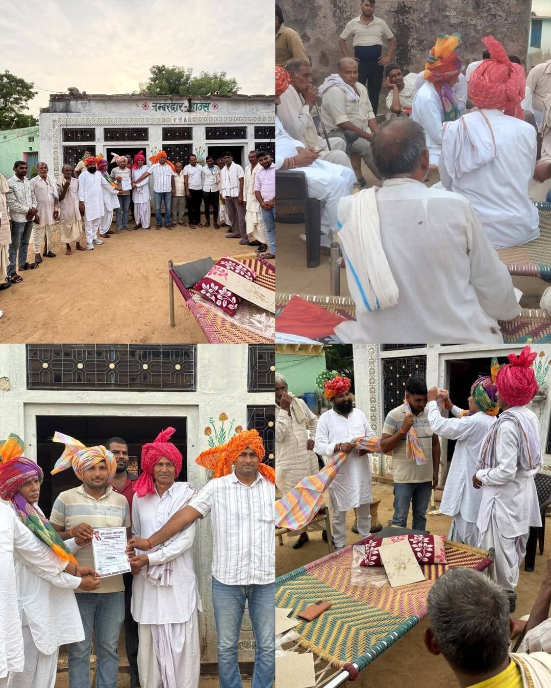 लखनपुर में सामाजिक बैठक, धीर सिंह गुर्जर बने गुर्जर आरक्षण संघर्ष समिति के यूथ महासचिव
वैर। गांव लखनपुर में सामाजिक सरदारी की एक बैठक आयोजित हुई, जिसमें गांव की विभिन्न समस्याओं पर चर्चा की गई। साथ ही गुर्जर आरक्षण संघर्ष समिति के लिए पदाधिकारी मनोनीत करने का निर्णय लिया गया।
बैठक में सर्वसम्मति से रोशन लाल के पुत्र धीर सिंह गुर्जर का नाम प्रस्तावित किया गया। गांव की सहमति को स्वीकार करते हुए गुर्जर आरक्षण संघर्ष समिति के पदाधिकारियों ने धीर सिंह गुर्जर को गुर्जर आरक्षण संघर्ष समिति तहसील वैर का यूथ महासचिव मनोनीत किया।
नवनियुक्त महासचिव धीर सिंह गुर्जर ने कहा कि उन्होंने गुर्जर आरक्षण संघर्ष समिति की सदस्यता ग्रहण करते हुए संकल्प लिया है कि वे कर्नल किरोड़ी सिंह बैंसला के आदर्शों पर चलने का पूरा प्रयास करेंगे। उन्हें सौंपे गए दायित्व का ईमानदारी और निष्ठा से निर्वहन करेंगे। साथ ही समाज में शिक्षा के प्रति जागरूकता बढ़ाने और फिजूलखर्ची पर रोक लगाने के लिए कार्य करेंगे।
इस अवसर पर गुर्जर आरक्षण संघर्ष समिति के जिला अध्यक्ष महेंद्र सिंह खटाना, जिला उपाध्यक्ष भंवर सिंह कल्याणपुर, संघर्ष समिति यूथ के जिला अध्यक्ष विष्णु रतऊआ, रूपवास तहसील अध्यक्ष लोकेंद्र सिंह मुर्रिका सहित गांव की समस्त सरदारी मौजूद रही।
