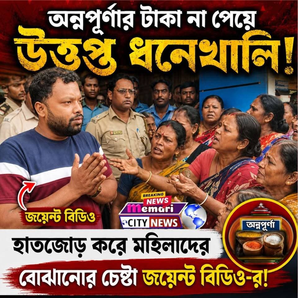 অন্নপূর্ণার টাকা না পেয়ে উত্তপ্ত ধনেখালি!
হাতজোড় করে মহিলাদের বোঝানোর চেষ্টা জয়েন্ট বিডিও-র!
#memaricity #public #NewsUpdate #memari