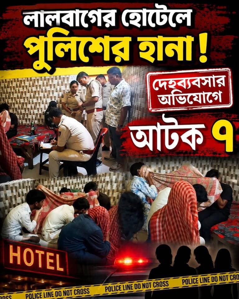 লালবাগের হোটেলে পুলিশের হা'না! দে*হব্যবসার
অভি'যোগে আ'টক ৭