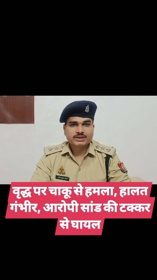 वृद्ध पर चाकू से हमला, हालत गंभीर, आरोपी सांड की टक्कर से घायल