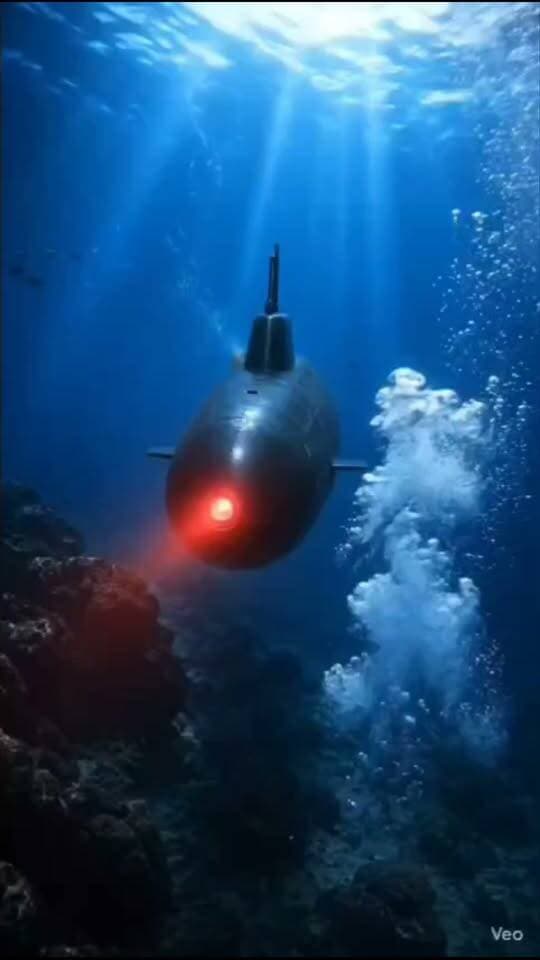 A submarine navigating the underwater terrain. What secrets do you think lie at the bottom of the sea? #sea #adventure #nature
