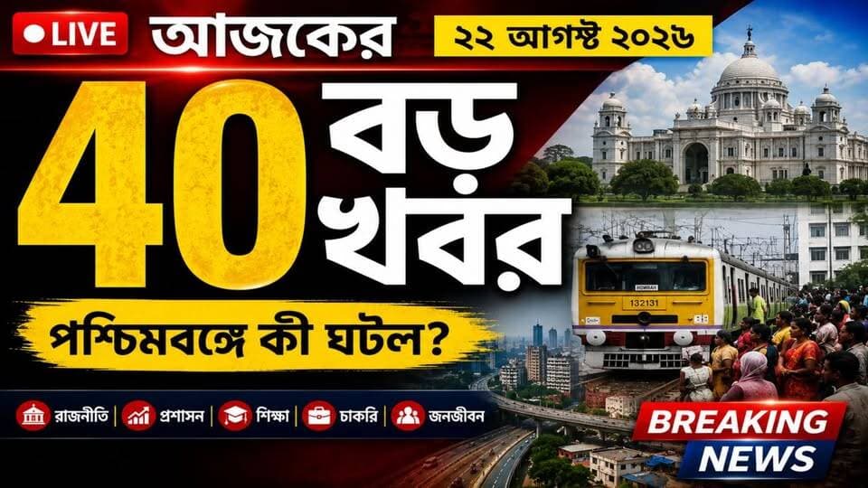 🔴 আজকের 40টি বড় খবর - ২২ আগস্ট ২০২৬