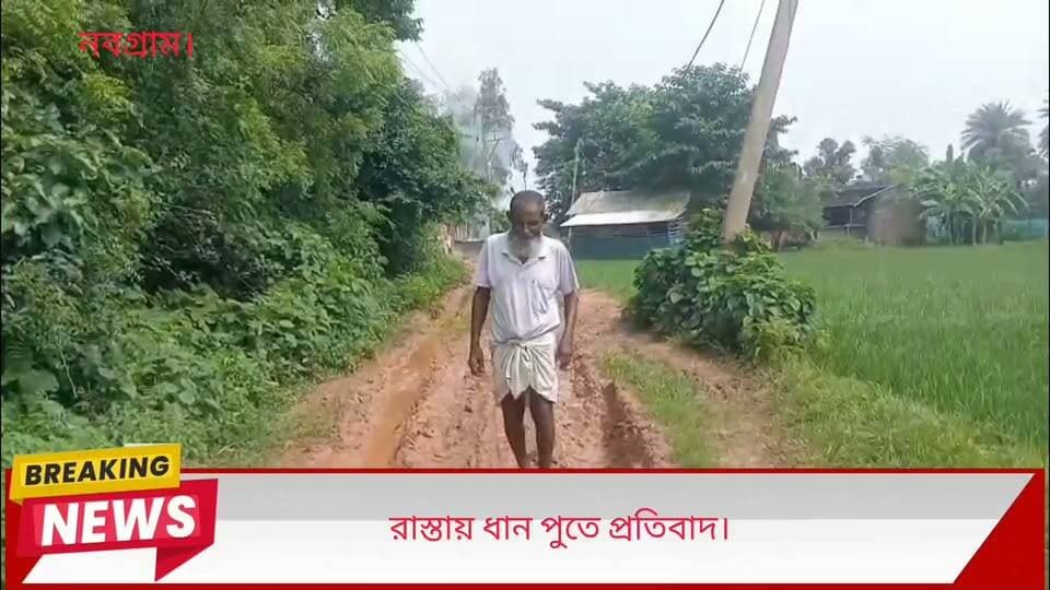 "বোর্ড আছে, রাস্তা নেই | পথশ্রীতে শিলান্যাস, কাজ হয়নি | সল্যাপাড়ায় ধান পুঁতে বিক্ষোভ"
বোর্ড বসলো, ফিতে কাটা হলো, নারকেল ফাটিয়ে শিলান্যাসও হলো। তারপর? রাস্তা আর হলো না। কাদায় ধান পুঁতে বিক্ষোভ দেখালেন নবগ্রামের সল্যাপাড়ার মানুষ।
মুর্শিদাবাদের নবগ্রাম ব্লকের পাঁচগ্রাম অঞ্চলের সল্যাপাড়া। এই রাস্তাটি মুর্শিদাবাদ থেকে বীরভূমে কম সময়ে যাতায়াতের জন্য পথশ্রী প্রকল্পে নেওয়া হয়েছিল।
রাস্তার নাম ছিল, আজফর শেখের বাড়ি থেকে বিবির পুকুর পর্যন্ত ঢালাই রাস্তা। দৈর্ঘ্য প্রায় ৭৫০ মিটার। ব্যয় ধরা হয়েছিল প্রায় ৩৪ লক্ষ ৮২ হাজার টাকা। জেলা পরিষদ ছিল নির্মাণ সংস্থা, রূপায়ণে নবগ্রাম পঞ্চায়েত সমিতি।
স্থানীয়দের অভিযোগ, ৯ই ডিসেম্বর ২০২৫ এ ঘটা করে শিলান্যাস হয়। JCB দিয়ে মাটি কাটা হয়, রুলারও চলে। তারপরই সব বন্ধ। রাস্তায় এখনও কাদা, জল জমে আছে। কোথাও সিপিএম আমলের মোরাম মাটিতে মিশে গেছে।
এই রাস্তা দিয়ে বীরভূম থেকে ছাত্রছাত্রীরা পাঁচগ্রামের দুটি হাই স্কুলে যাতায়াত করে। কাদা মাড়িয়ে স্কুল যেতে হয়। কেউ অসুস্থ হলে হাসপাতালে নিয়ে যেতে সমস্যা হয়। সল্যাপাড়ায় গোরস্থান রয়েছে, মৃতদেহ কবর দিতে নিয়ে যেতেও সমস্যা হয়।
বিক্ষোভকারীদের আরও অভিযোগ, কাজ শুরুর কিছুদিনের মধ্যেই রাতের অন্ধকারে প্রকল্পের বোর্ডটিও খুলে নিয়ে যাওয়া হয়েছে।
এলাকার মানুষের দাবি, হয় রাস্তা তৈরি করে দেওয়া হোক, না হলে এই রাস্তায় ধান লাগানোর নির্দেশ দেওয়া হোক।