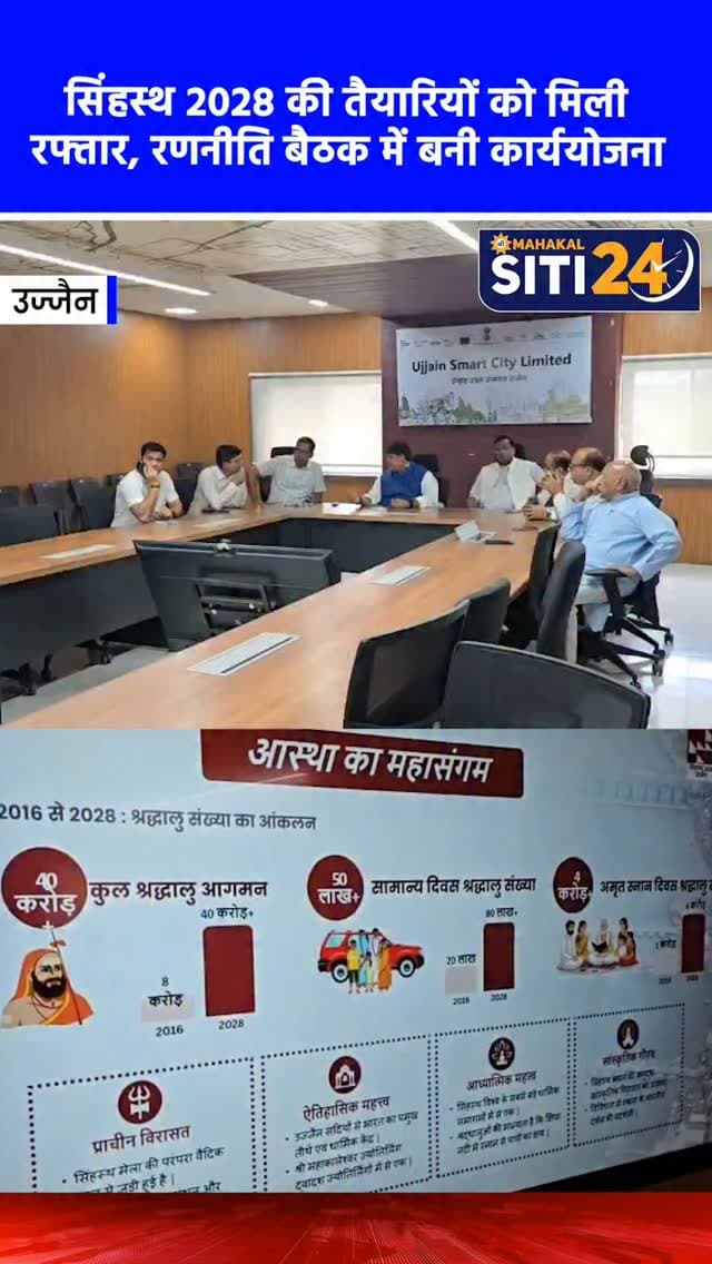 उज्जैन: सिंहस्थ 2028 की तैयारियों को लेकर जनप्रतिनिधियों और अधिकारियों की अहम बैठक, बनी रणनीति ⛺📋
आगामी सिंहस्थ-2028 की पुख्ता तैयारियों और शहर में चल रहे निर्माण कार्यों को लेकर शनिवार को सिंहस्थ मेला कार्यालय में जनप्रतिनिधियों और अधिकारियों की एक महत्वपूर्ण बैठक आयोजित की गई। बैठक में सांसद अनिल फिरोजिया, महापौर मुकेश टटवाल, मेला प्राधिकरण अध्यक्ष जगदीश अग्रवाल और विधायक अनिल जैन कालूहेड़ा सहित कई वरिष्ठ जन मौजूद रहे। इस दौरान शहर के ट्रैफिक मैनेजमेंट, पार्किंग व्यवस्था, क्राउड मैनेजमेंट, होल्डअप एरिया और 22 प्रस्तावित ब्रिजों के निर्माण को लेकर अधिकारियों से विस्तार से चर्चा की गई। जनप्रतिनिधियों ने करोड़ों श्रद्धालुओं के आगमन को दृष्टिगत रखते हुए सुगम यातायात और सुविधाओं के लिए अधिकारियों को समयबद्ध और उच्च गुणवत्ता के साथ सभी निर्माण कार्य पूरे करने के सख्त दिशा-निर्देश दिए।
#UjjainNews #Simhastha2028 #UjjainDevelopment #UjjainSmartCity #siti24ujjain
