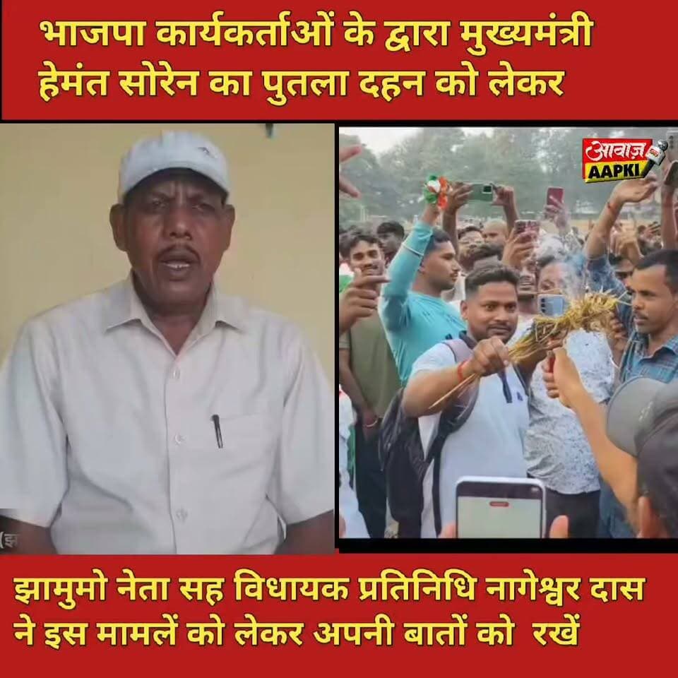 भाजपा कार्यकर्ताओं के द्वारा मुख्यमंत्री हेमंत सोरेन का पुतला दहन को लेकर, झामुमो नेता सह विधायक प्रतिनिधि नागेश्वर दास ने इस मामलें को लेकर अपनी बातों को रखें।