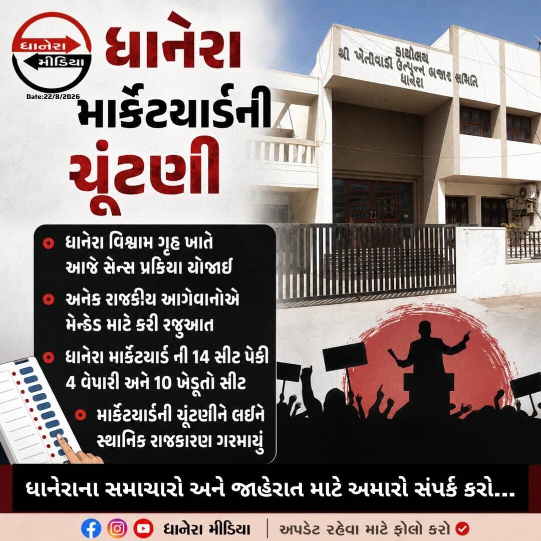 ધાનેરા માર્કેટયાર્ડની ચૂંટણીને લઈને રાજકારણ ગરમાયુ...
<nis:link nis:type=tag nis:id=ᴅʜᴀɴᴇʀᴀ nis:value=ᴅʜᴀɴᴇʀᴀ nis:enabled=true nis:link/>