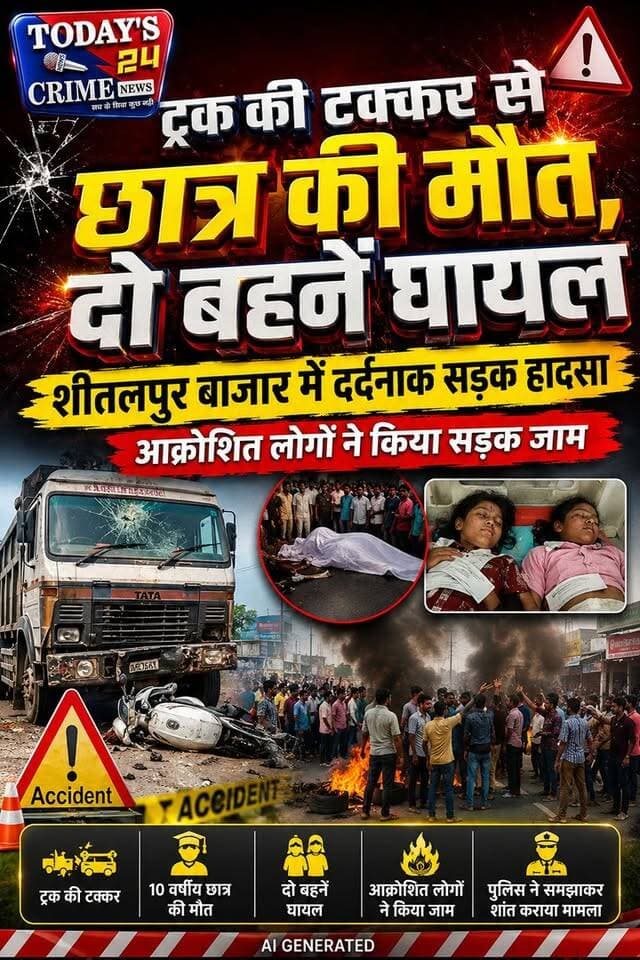 ट्रक की टक्कर से छात्र की मौत, दो बहनें घायल
शीतलपुर बाजार में दर्दनाक सड़क हादसा, आक्रोशित लोगों ने किया सड़क जाम
मोतिहारी के चकिया थाना क्षेत्र में शनिवार शाम एक दर्दनाक सड़क हादसे में 10 वर्षीय छात्र की मौत हो गई, जबकि उसकी दो बहनें घायल हो गईं। हादसा केसरिया रोड स्थित शीतलपुर बाजार के पास हुआ। घटना के बाद आक्रोशित लोगों ने सड़क पर टायर जलाकर जाम कर दिया और एसपी को मौके पर बुलाने की मांग की। पुलिस ने मौके पर पहुंचकर लोगों को समझाकर मामला शांत कराया।।।।।।।।।
#motiharinews #amiteshkumar #motiharinewsupdate #Todays_24_Crime_News #motiharpolice