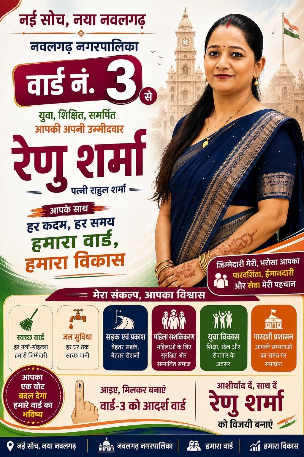 नवलगढ़ के वार्ड नंबर 3 से रेणु शर्मा