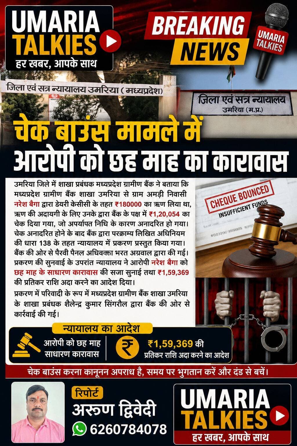 चेक बाउंस 6 माह की साधारण करावास
<nis:link nis:type=tag nis:id=collectorumaria nis:value=collectorumaria nis:enabled=true nis:link/>
<nis:link nis:type=tag nis:id=mpnews nis:value=MPNews nis:enabled=true nis:link/> <nis:link nis:type=tag nis:id=breakingnews nis:value=BreakingNews nis:enabled=true nis:link/> <nis:link nis:type=tag nis:id=jansampark_madhya_pradesh nis:value=Jansampark_Madhya_Pradesh nis:enabled=true nis:link/> <nis:link nis:type=tag nis:id=proumaria nis:value=proumaria nis:enabled=true nis:link/>