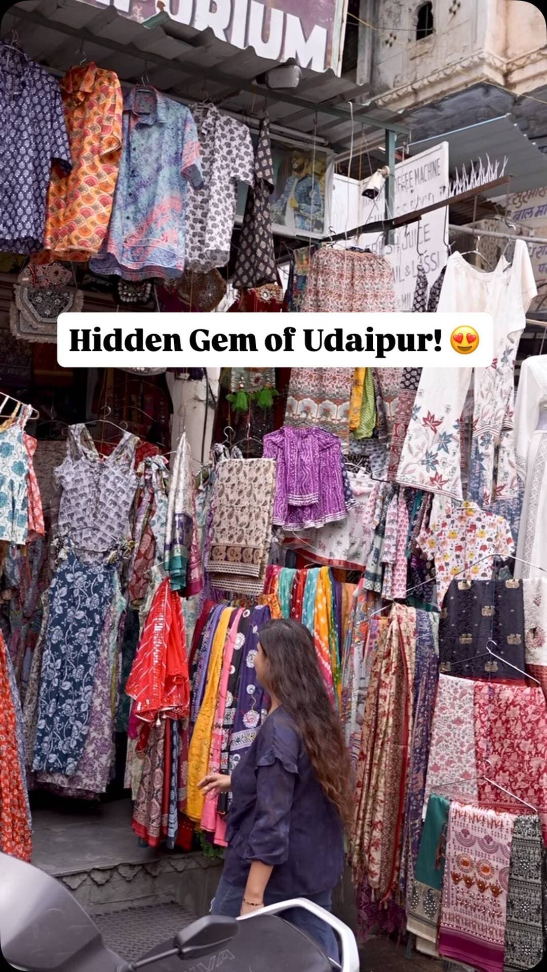 Shopping Paradise of Udaipur! 😍
Get the most beautiful Dresses, Kurtis, Coords, Skirts, Bags and a lot more at this Cute Shop at Old City Udaipur.
Don’t forget to say ‘Hi’ to my Dad. ❤️
Location 📍: Sapna Saree Emporium, City Palace Road opposite SBI ATM