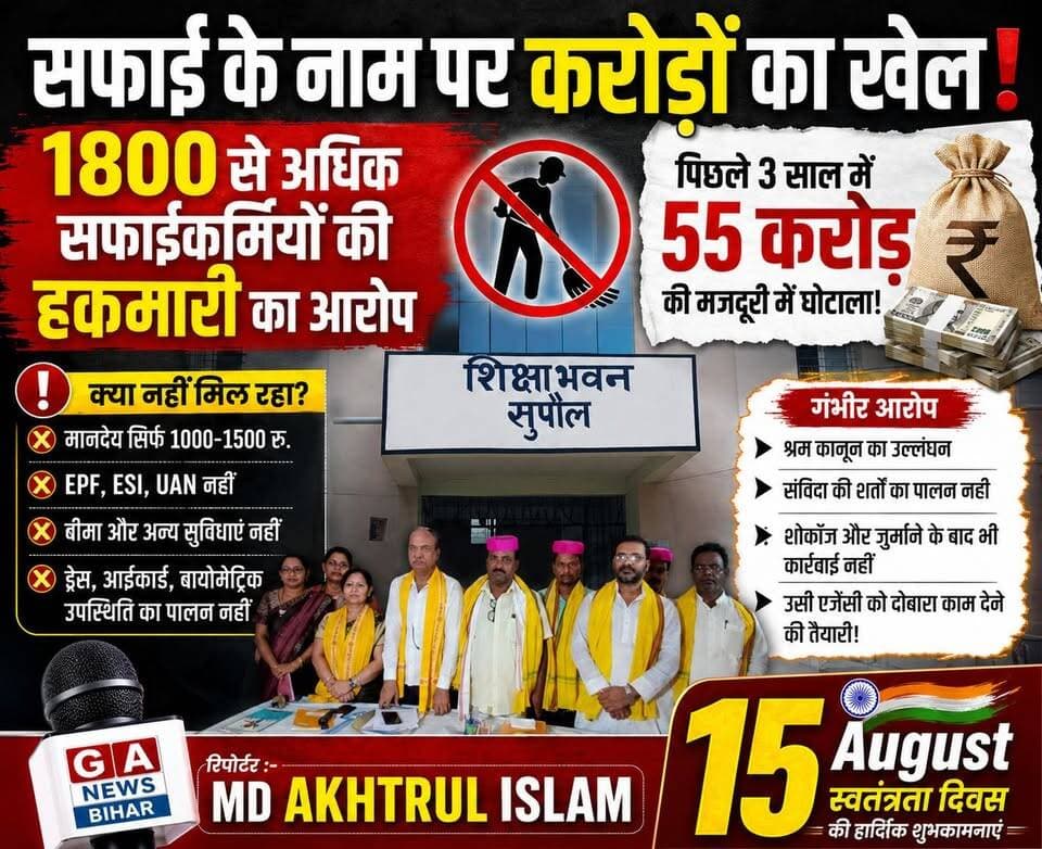सफाई के नाम पर करोड़ों का खेल! 1800 से अधिक सफाईकर्मियों की हकमारी का आरोप