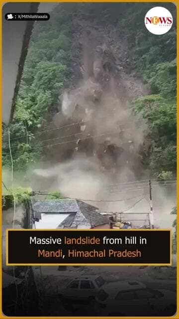 Massive Landslide hits hill in Mandi | Terrifying debris collapse in Himachal | News Ei Samay