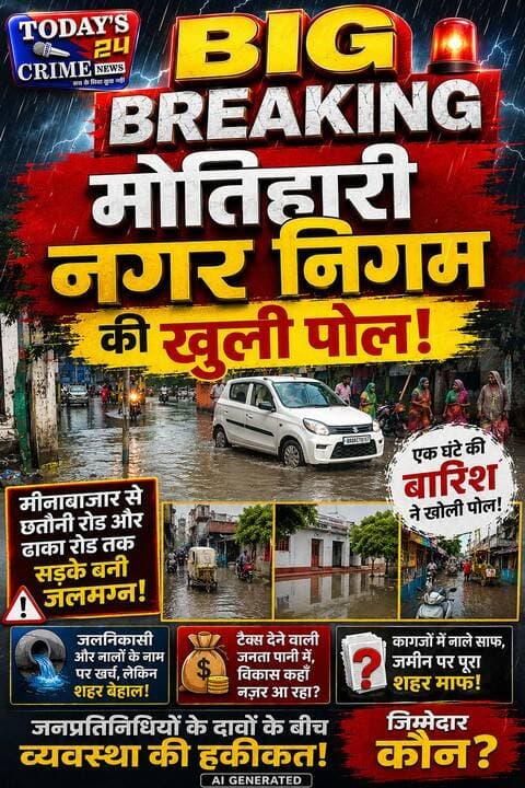 मोतिहारी
*एक घंटे की बारिश ने मोतिहारी नगर निगम के विकास मॉडल की खोल दी पोल!*
मीनाबाजार से छतौनी रोड और ढाका रोड तक सड़कें बनीं जलमग्न—
__टैक्स देने वाली जनता पानी में उतरने को मजबूर।
*जलनिकासी और नालों के नाम पर खर्च की जा रही रकम पर उठे सवाल—कागजों में नाले साफ, जमीन पर पूरा शहर बेहाल!*
*जनप्रतिनिधियों के विकास के दावों के बीच बारिश ने खोल दी व्यवस्था की हकीकत—आखिर जिम्मेदारी किसकी?*
देखें नगर निगम की खूबसूरत तस्वीर को
#motiharinews #amiteshkumar #motiharinewsupdate #Todays_24_Crime_News #MotihariNagarNigam