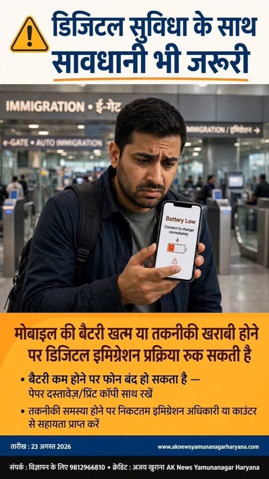 1 सितंबर से इंटरनेशनल यात्रियों को बड़ी राहत, इमिग्रेशन पर बोर्डिंग पास की फिजिकल स्टांपिंग खत्म।
#ImmigrationUpdate #InternationalTravel #BoardingPass #EBordingPass #YamunanagarBreakingNews
YouTube link 👇👇👇👇👇
https://youtube.com/shorts/YbMxJXstWt4?si=Bw9wb3eC_bHS5Agr