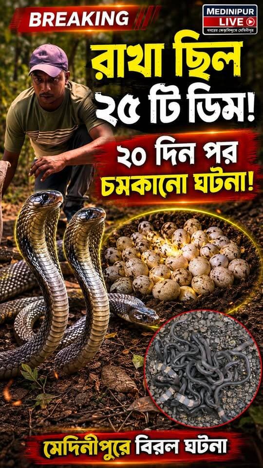 “২৫টি কেউটে ডিম! ২০ দিন পর যা ঘটল, অবাক সবাই!”#মেদিনীপুর #পশ্চিমমেদিনীপুর #কেউটেসাপ #সাপউদ্ধার #সর্পবন্ধু #সুরজমাইতি