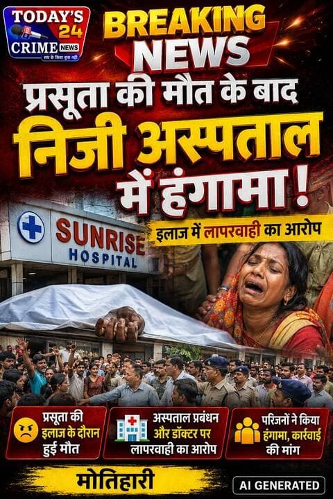 प्रसूता की मौ*त के बाद निजी अस्पताल में हंगा*मा, इलाज में लापरवाही का आरोप
मोतिहारी शहर में निजी अस्पताल में प्रसूता की मौ*त के बाद परिजनों ने जमकर हंगा*मा किया।मामला शहर के सनराइज हॉस्पिटल का बताया जा रहा है, जहां प्रसव के लिए भर्ती महिला की इला*ज के दौरान मौ*त हो गई। महिला की मौ*त के बाद परिजनों का रो-रोकर बुरा हाल है। परिजनों ने अस्पताल प्रबंधन और डॉक्टर पर इलाज में लापरवाही का गंभीर आरोप लगाते हुए कार्रवाई की मांग की है।।।।।।।।।।।।
#motiharinews #amiteshkumar #motiharinewsupdate #Todays_24_Crime_News #motiharpolice