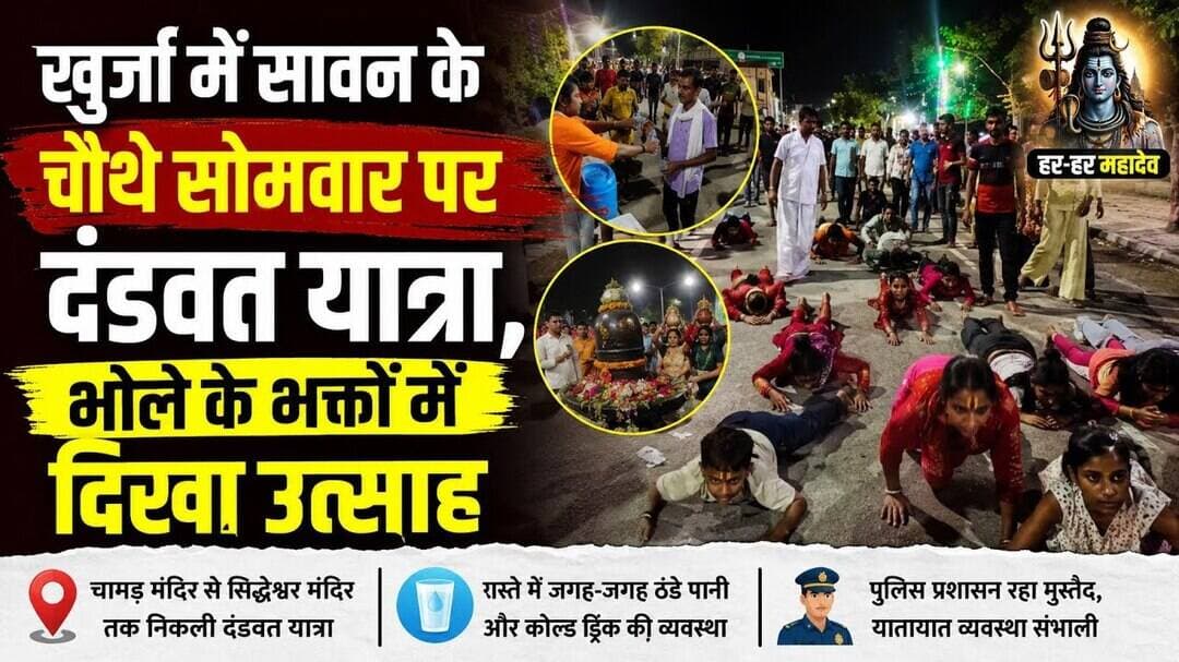 #खुर्जा #सावन #चौथासोमवार #दंडवतयात्रा #भोलेनाथ #महादेव #सिद्धेश्वरमंदिर #चामड़मंदिर #बुलंदशहर।