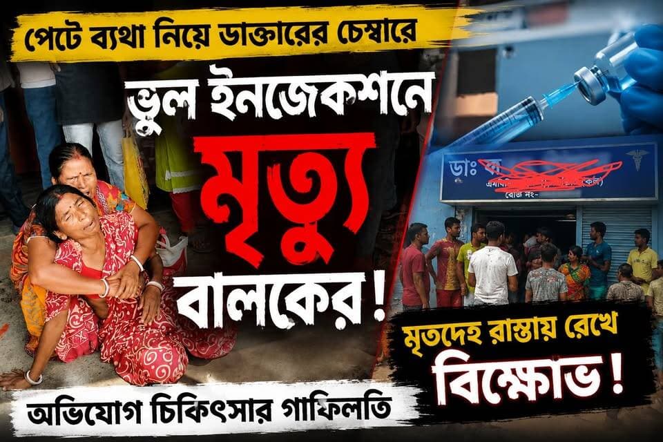 পেটে ব্যথা নিয়ে ডাক্তারের চেম্বারে, ভুল ইনজেকশনে মৃত্যু বালকের! মৃতদেহ রাস্তায় রেখে বিক্ষোভ