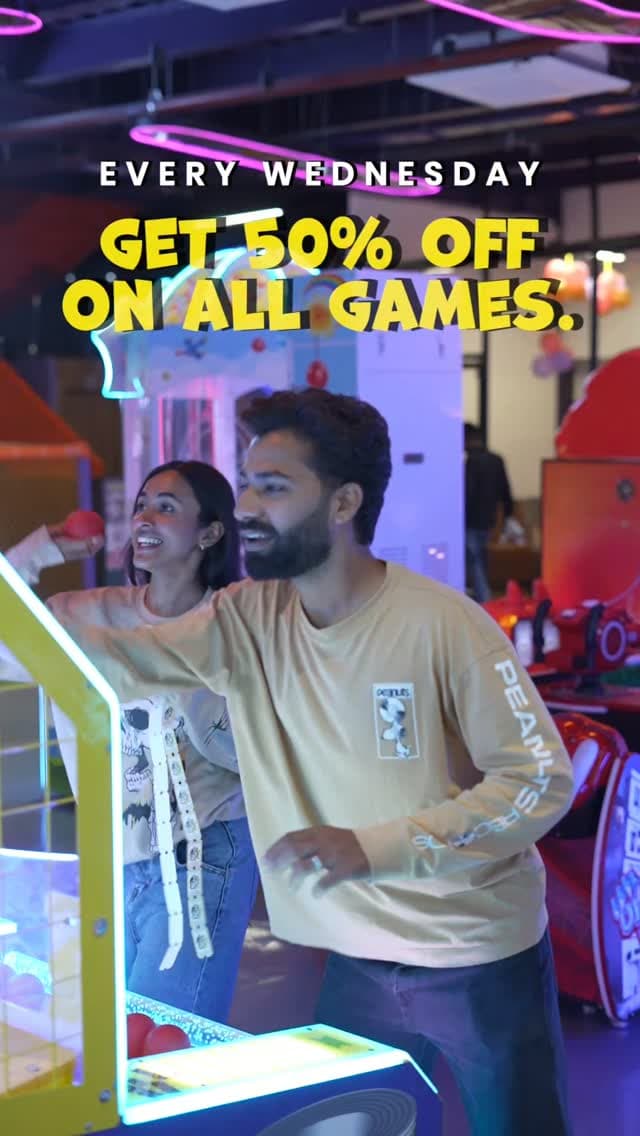 Every Wednesday, get 50% OFF on all games at Funiverse.
Midweek plans? Sorted.
📍 Beside Sherwood, Bawadiya Kalan Road, Bhopal
(Location), (Funiverse), (Fun), (Entertainment), (Games), (Bhopal)
#funiverse #bhopal #games #fun #entertainment
T&C Apply.