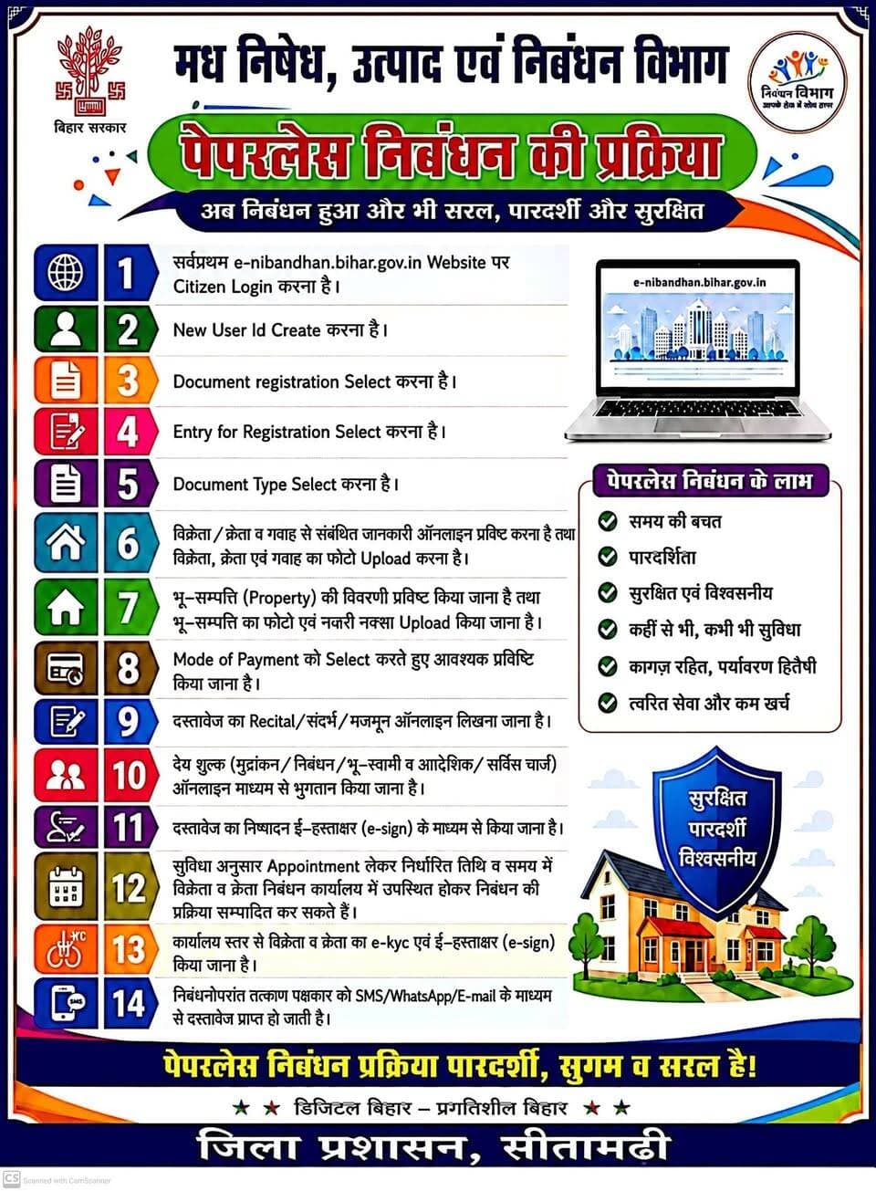 पेपर लेस निबंधन की प्रक्रिया।
Information & Public Relations Department, Government of Bihar