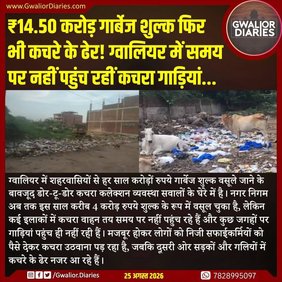 निगम के 257 वाहनों के बावजूद रोजाना बड़ी मात्रा में कचरा कॉलोनियों और सड़कों पर रह जाने की बात सामने आई है। सफाई व्यवस्था को लेकर सीएम हेल्पलाइन पर भी 511 शिकायतें दर्ज होना स्थिति की गंभीरता दिखाता है। निगम का कहना है कि वाहनों की जीपीएस से निगरानी की जा रही है और लापरवाही मिलने पर कार्रवाई की जाएगी।