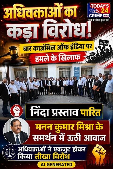 अधिवक्ताओं ने बार काउंसिल ऑफ इंडिया पर हमले के खिलाफ पारित किया निंदा प्रस्ताव, मनन कुमार मिश्रा के समर्थन में उठी आवाज
जिला विधिक संघ मोतिहारी एवं चाणक्य विद्यापति समाज अधिवक्ता प्रकोष्ठ, मोतिहारी के संयुक्त तत्वावधान में व्यवहार न्यायालय मोतिहारी परिसर में अधिवक्ताओं की बैठक आयोजित की गई। बैठक में बार काउंसिल ऑफ इंडिया पर कथित हमले तथा बार काउंसिल ऑफ इंडिया के अध्यक्ष मनन कुमार मिश्रा से कुछ लोगों द्वारा राजनीतिक दुर्भावना से इस्तीफा मांगे जाने के मामले पर कड़ा विरोध जताया गया।।।।।।।।।।
#motiharinews #amiteshkumar #motiharinewsupdate #Todays_24_Crime_News #motiharpolice