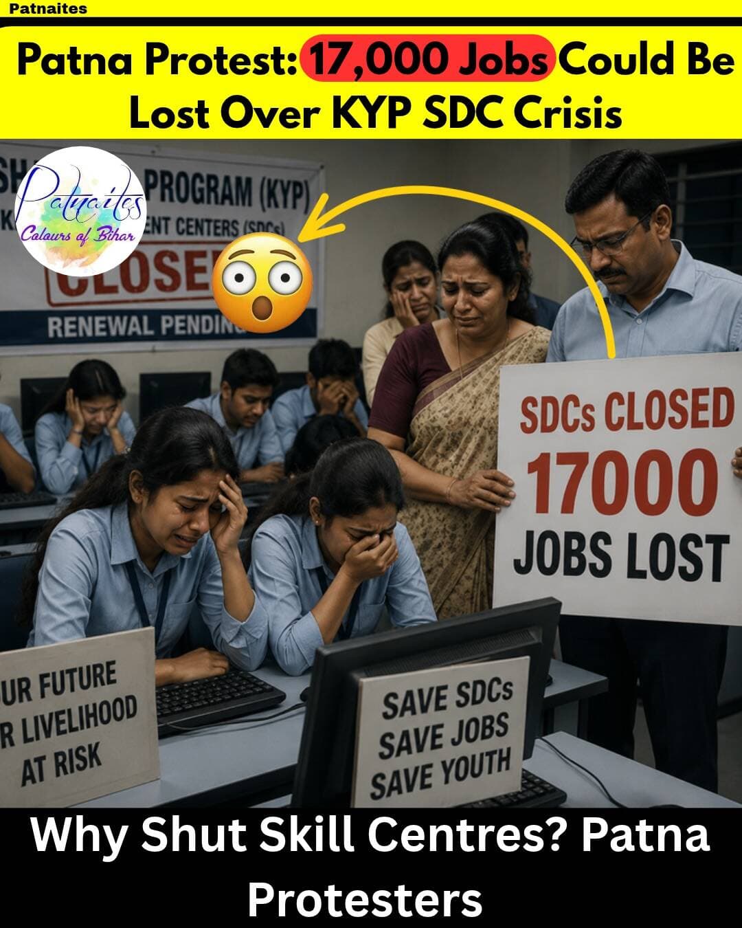 Patna Protest Over KYP SDC Renewal, 17,000 Jobs Feared at Risk
Patna, August 25, 2026: A protest was held in Patna today over the uncertainty surrounding the renewal of Skill Development Centers (SDCs) operating under Bihar’s Kushal Yuva Programme (KYP)
Protesters demanded that the government immediately begin the SDC renewal process and reopen admissions for new batches. They claimed that if the centers remain closed, around 17,000 people could lose their employment
KYP has reportedly recorded more than 32 lakh admissions and 25 lakh certified trainees since its launch in 2016.
Criticising the government’s move, protesters said that shutting down skill-development centers is a setback for both youth employment and skill development in Bihar. They urged the government to protect the jobs of those associated with the centers and ensure that young people continue to get access to affordable skill training.
.
.
.
In Hindi :-
पटना, 25 अगस्त 2026: बिहार में कुशल युवा कार्यक्रम (KYP)** के तहत संचालित Skill Development Centers (SDCs) के नवीनीकरण को लेकर आज पटना में विरोध प्रदर्शन हुआ। प्रदर्शनकारियों ने सरकार से SDCs के renewal की प्रक्रिया जल्द शुरू करने और नए बैच की admission प्रक्रिया बहाल करने की मांग की।
प्रदर्शनकारियों का दावा है कि SDCs के बंद होने से करीब 17,000 लोगों के रोजगार पर संकट आ सकता है। उनका कहना है कि KYP के जरिए अब तक 32 लाख से अधिक admissions और 25 लाख से अधिक युवाओं को certification मिला है।
प्रदर्शनकारियों ने सरकार के इस कदम पर सवाल उठाते हुए कहा कि रोजगार और skill development को बढ़ावा देने वाले केंद्रों को बंद करने के बजाय सरकार को उन्हें मजबूत करना चाहिए। सरकार से जल्द फैसला लेकर प्रशिक्षण केंद्रों और उनसे जुड़े रोजगार को बचाने की मांग की गई।
.
.
.
.
.
#patna #bihar #students #skill #goverment
