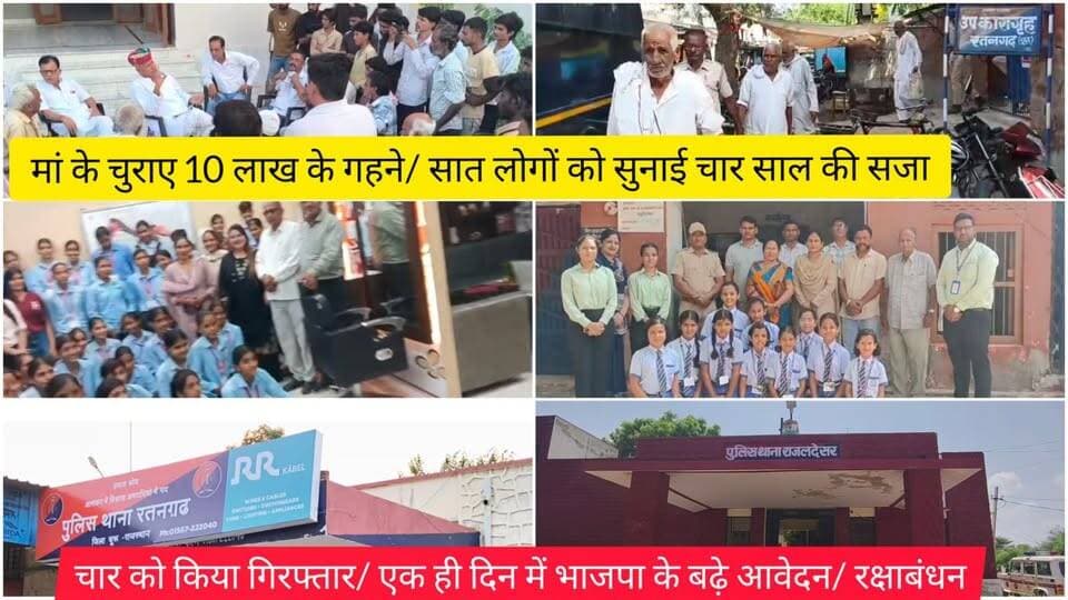 मां के चुराए 10 लाख के गहने/ सात लोगों को सुनाई चार साल की सजा/ चार को किया गिरफ्तार/ एक ही दिन में भाजपा के बढ़े आवेदन/ रक्षाबंधन