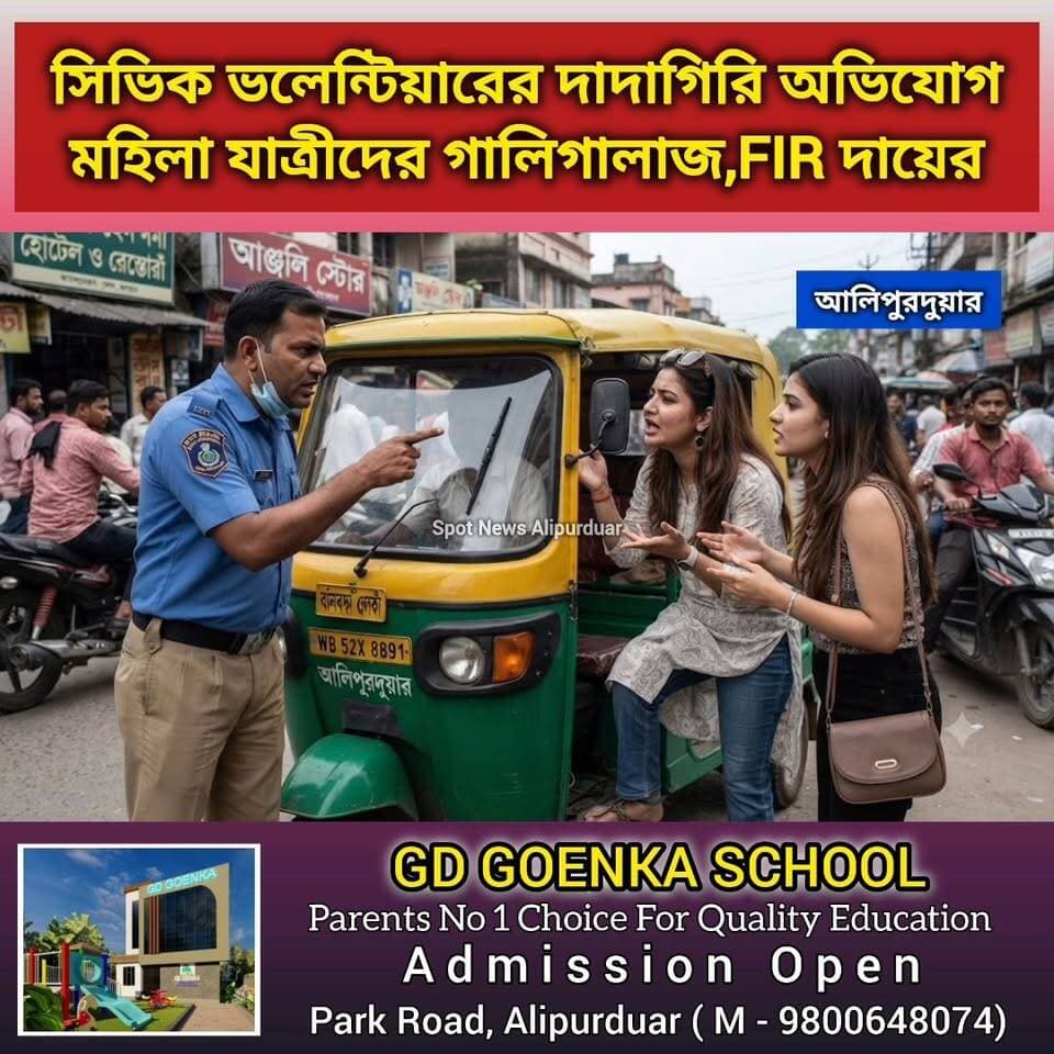 #AlipurduarNews সিভিক ভলেন্টিয়ারের দা*দাগি*রি অভিযোগ। টোটো চালক সহ ম*হিলা যাত্রীদের গা*লিগা*লাজ,FIR দায়ের। নারী সুরক্ষা নিয়ে প্রশ্ন।
Alipurduar District Police #SuvenduAdhikari #WomenSafetyFirst #CivicVolunteer #PoliceNews #justice