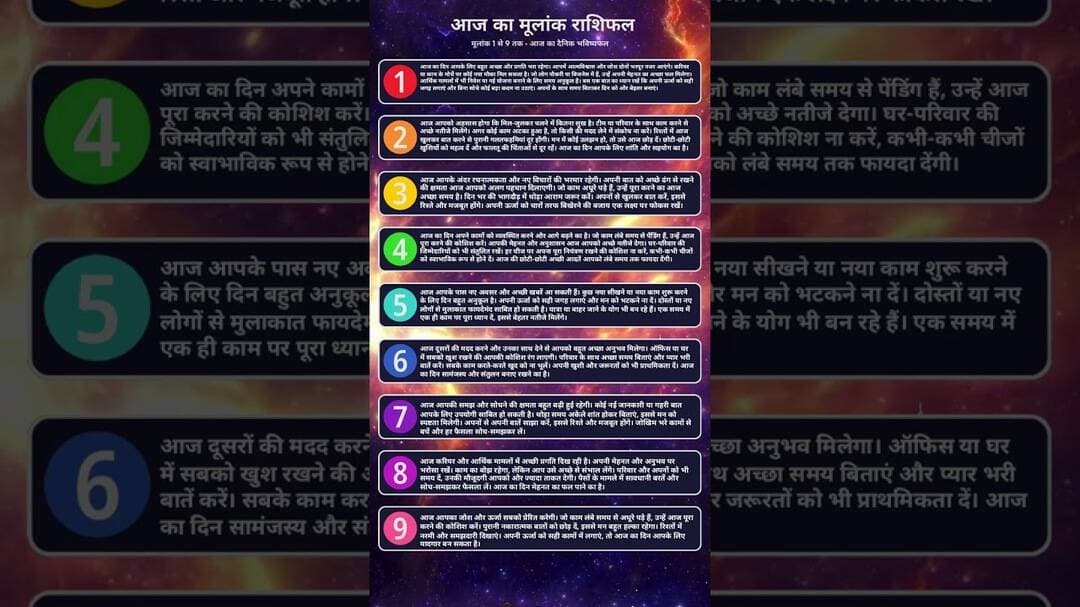 मूलांक 1 से 9 का पूरा सच: Aaj Ka Rashifal और Numerology का सबसे बड़ा खुलासा! 🔮✨ #rashifal #horoscope