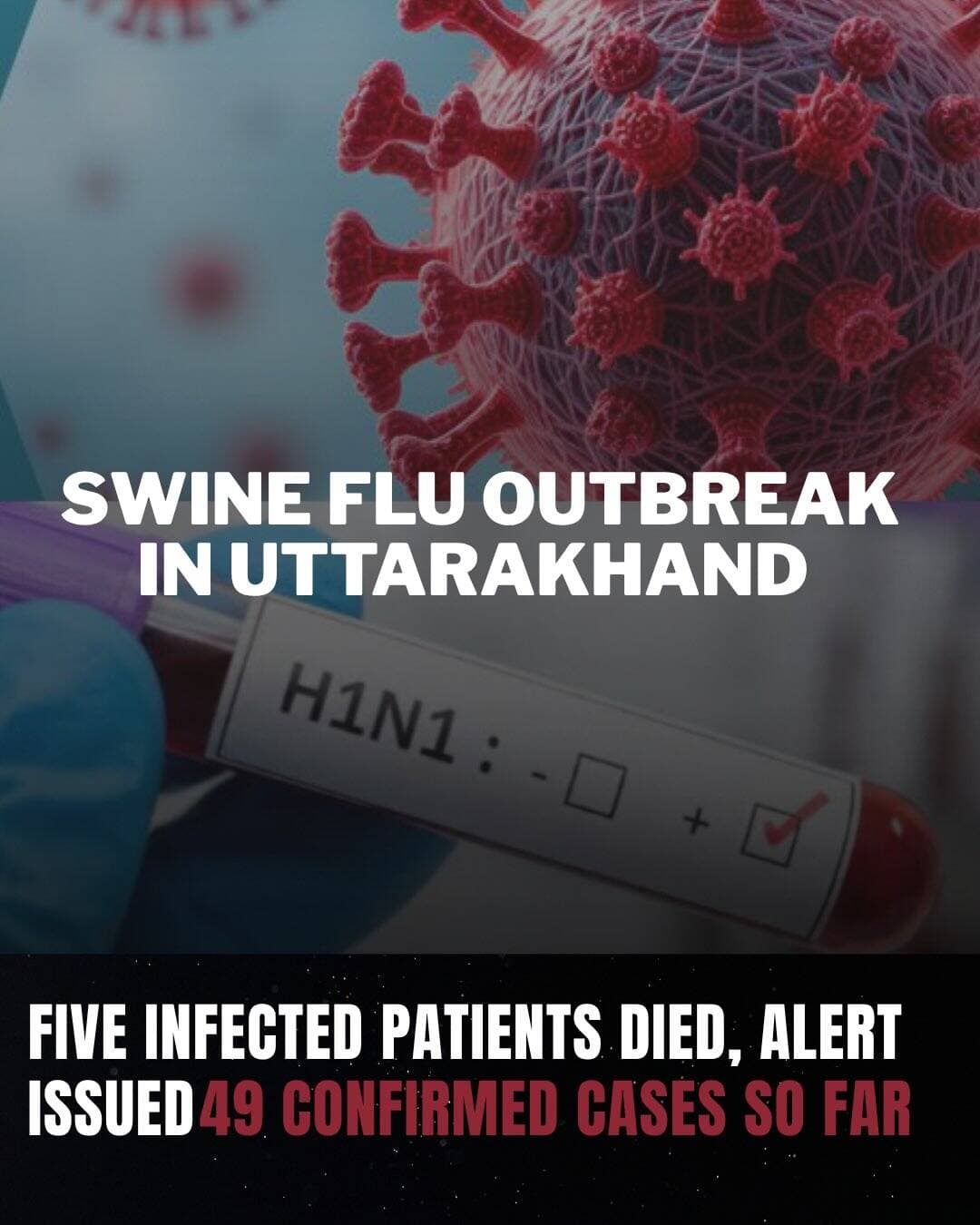 H1N1 cases are on the rise in Uttarakhand, with Dehradun reporting the highest number of cases. 🦠
According to the Health Department, 49 cases have been confirmed across the state, including 34 from Dehradun, with 5 deaths reported among patients who also had other health conditions.
Health authorities have intensified surveillance, screening and contact tracing across affected areas.
This is a time to stay alert, not panic. If you have flu-like symptoms or an existing health condition, don’t ignore the signs and seek medical advice.
Stay informed. Stay cautious. Stay safe.
Source : https://www.amarujala.com/dehradun/swine-flu-outbreak-in-uttarakhand-five-infected-patients-dead-49-cases-confirmed-so-far-this-month-2026-08-25