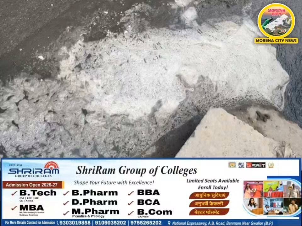 बैरियल चौराहे के नाले में सफेद झाग, क्या फैक्टरी का कैमिकलयुक्त पानी हो रहा है डिस्चार्ज?
#मुरैना #morena #नगरनिगम