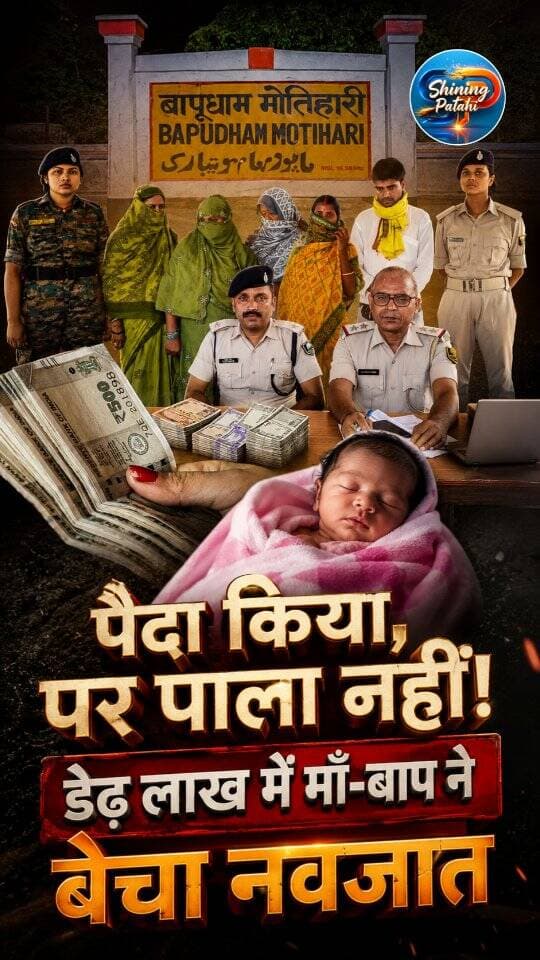 माँ-बाप या सौदागर? चंद रुपयों के लिए बेच दिया अपना ही बच्चा, मोतिहारी में इंसानियत शर्मसार!
#ShiningPatahi #MotihariNews #CrimeNews #BiharPolice #socialissues